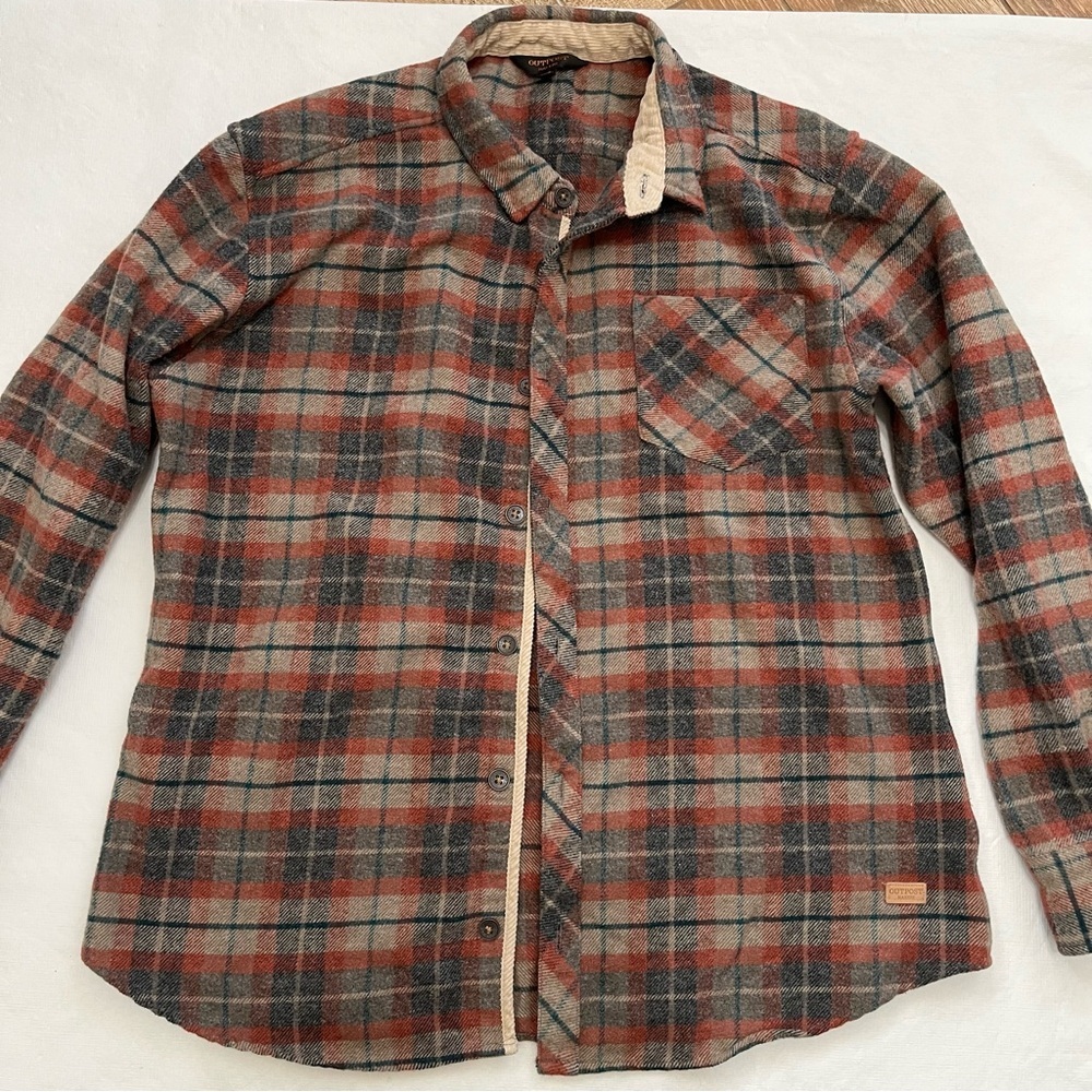 Outpost Makers Plaid Cotton Wool Blend Button Down Shirt